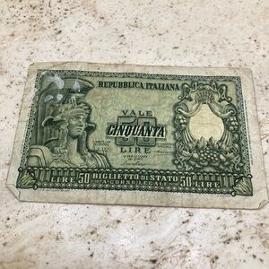 Republica Italiana 50 Lire Italian Banknote 1951